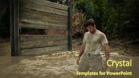  Presentation with boot camp - Presentation theme with military boots - soldier sitting on his knees background and a tawny brown colored foreground
