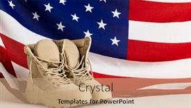  Presentation with memorial day - PPT layouts enhanced with military-boots-over-flag background and a coral colored foreground