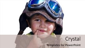  Presentation with pilot - Cool new presentation design with military camouflage - baby pilot with huge hat backdrop and a mint green colored foreground