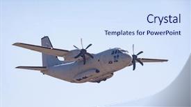  Presentation with cargo plane - Colorful presentation theme enhanced with aeronautical engineering - military cargo plane backdrop and a sky blue colored foreground