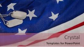  Presentation with military - Presentation theme consisting of military-dog-tags-over-american background and a coral colored foreground