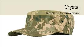  Presentation with business intelligence white robotic arm - Cool new PPT theme with military dress uniform - army camouflaged cap isolated backdrop and a yellow colored foreground