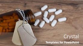  Presentation with pill bottle - Amazing presentation having military-drug-abuse-concept-closeup backdrop and a coral colored foreground