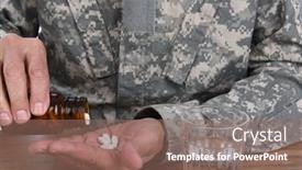  Presentation with ptsd - Presentation theme featuring military-drug-abuse-concept-closeup background and a violet colored foreground