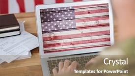  Presentation with american flag - Cool new presentation theme with military electronics - business man working on his backdrop and a coral colored foreground