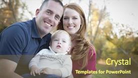  Presentation with single parents child counselling - Beautiful PPT theme featuring military family - young attractive parents and child backdrop and a tawny brown colored foreground