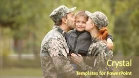  Presentation with military family - PPT layouts consisting of military family reunited background and a coral colored foreground