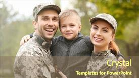  Presentation with military family - Theme consisting of american soldiers - military family reunited background and a violet colored foreground