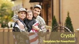  Presentation with military family - Theme consisting of military family reunited background and a tawny brown colored foreground
