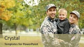  Presentation with military family - Slides having military family reunited background and a yellow colored foreground