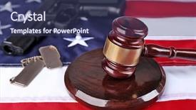  Presentation with pakistan and usa flag togetter - Cool new PPT layouts with military forensics - gavel with gun and tokens backdrop and a ocean colored foreground