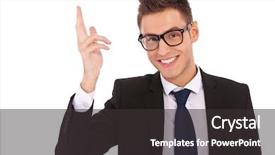  Presentation with saying goodbye - Theme consisting of military formal - business man greets you background and a  colored foreground