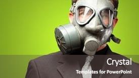  Presentation with nuclear weapons and gas mask - Presentation with military formal - businessman with gas mask background and a dark gray colored foreground