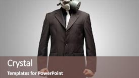  Presentation with nuclear weapons and gas mask - Slides featuring military formal - businessman with gas mask background and a tawny brown colored foreground