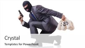  Presentation with white - PPT layouts with military formal - criminal man isolated background and a  colored foreground