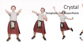  Presentation with funny - Cool new theme with military formal - funny scotsman isolated on white backdrop and a sky blue colored foreground
