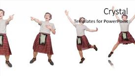  Presentation with funny - Slide deck consisting of military formal - funny scotsman isolated on white background and a  colored foreground