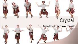  Presentation with funny - Presentation design having military formal - funny scotsman isolated on white background and a  colored foreground
