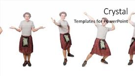  Presentation with funny cow on cow farm - Theme having military formal - funny scotsman isolated on white background and a cream colored foreground