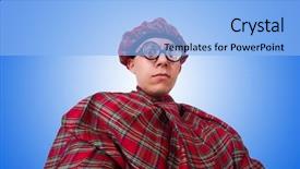  Presentation with funny - Theme enhanced with military formal - funny scotsman isolated background and a  colored foreground