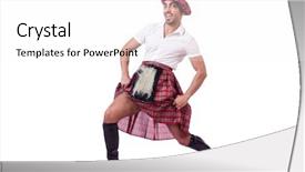  Presentation with scottish dance - Beautiful slide set featuring military formal - scottish man dancing on white backdrop and a  colored foreground