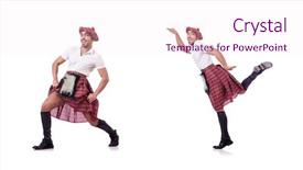  Presentation with scottish dance - Amazing PPT theme having military formal - scottish man dancing on white backdrop and a pink colored foreground