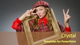  Presentation with art - PPT theme having military formal - woman in scottish clothing background and a  colored foreground