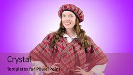  Presentation with formal - Cool new slide set with military formal - young woman in traditional scottish backdrop and a  colored foreground