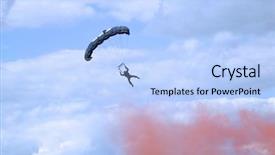  Presentation with parachute - Slides with military freefall parachute - parachutist coming into land background and a light blue colored foreground