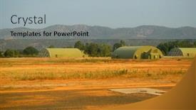  Presentation with international - Presentation design having military-hangars-in-the-international background and a light gray colored foreground