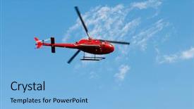  Presentation with helicopter - Audience pleasing slide set consisting of military helicopters - red helicopter on the bright backdrop and a light blue colored foreground