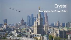  Presentation with stalin - Beautiful slides featuring military helicopters fly above moscow backdrop and a light blue colored foreground