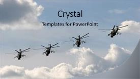  Presentation with military - Slide deck consisting of military helicopters flying during air background and a light blue colored foreground