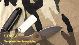  Presentation with u.s. army - Slide set consisting of military hospital - army badges and knife background and a tawny brown colored foreground