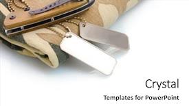  Presentation with us army - Audience pleasing slide deck consisting of military hospital - army badges knife and camouflage backdrop and a white colored foreground