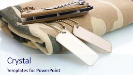  Presentation with army - Cool new presentation theme with military hospital - army badges knife and camouflage backdrop and a sky blue colored foreground