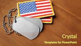  Presentation with usa flag - Amazing slides having military id tags with usa backdrop and a tawny brown colored foreground