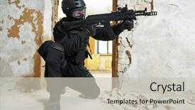  Presentation with armed forces - Audience pleasing slide deck consisting of military industry special forces backdrop and a soft green colored foreground