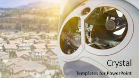  Presentation with module - Slide deck with military intelligence - closeup of a drone wing background and a mint green colored foreground