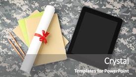  Presentation with diploma - Audience pleasing slides consisting of military intelligence - diploma scroll stationery and tablet backdrop and a gray colored foreground