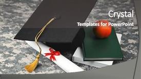  Presentation with graduation - Theme enhanced with military intelligence - graduation hat apple and books background and a dark gray colored foreground