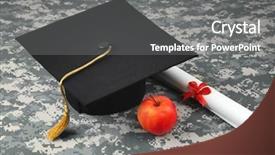  Presentation with diploma - Slides with military intelligence - graduation hat diploma and apple background and a gray colored foreground