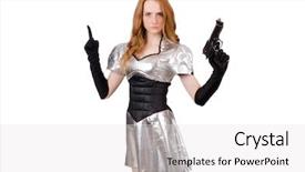  Presentation with tech - Beautiful slides featuring military intelligence - woman in tech concept isolated backdrop and a  colored foreground