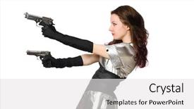  Presentation with tech - Colorful slides enhanced with military intelligence - woman in tech concept isolated backdrop and a  colored foreground