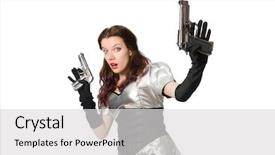  Presentation with tech - Slide deck with military intelligence - woman in tech concept isolated background and a  colored foreground