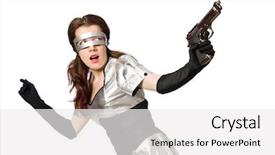  Presentation with life insurance concept white - Colorful PPT theme enhanced with military intelligence - woman in tech concept isolated backdrop and a  colored foreground