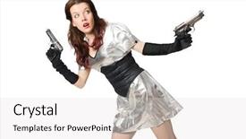  Presentation with tech - Amazing slide set having military intelligence - woman in tech concept isolated backdrop and a  colored foreground