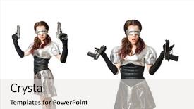  Presentation with tech - Beautiful presentation featuring military intelligence - woman in tech concept isolated backdrop and a  colored foreground