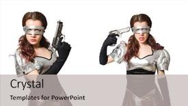  Presentation with life insurance concept white - Presentation theme having military intelligence - woman in tech concept isolated background and a  colored foreground