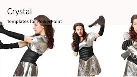  Presentation with tech - Audience pleasing slide set consisting of military intelligence - woman in tech concept isolated backdrop and a  colored foreground